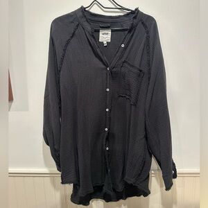 Aerie Black Casual Button Down Shirt